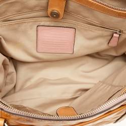 Coach Tan Patent Leather Peyton Op Art Double Zip Satchel