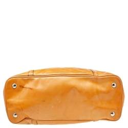 Coach Tan Patent Leather Peyton Op Art Double Zip Satchel