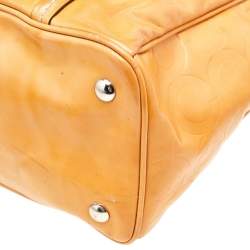 Coach Tan Patent Leather Peyton Op Art Double Zip Satchel