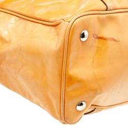 Coach Tan Patent Leather Peyton Op Art Double Zip Satchel