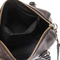 Pre Owned Coach Black/Brown Signature Coated Canvas and Leather Trim Mini Bennett Satchel