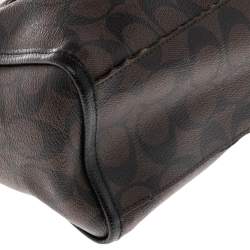 Pre Owned Coach Black/Brown Signature Coated Canvas and Leather Trim Mini Bennett Satchel