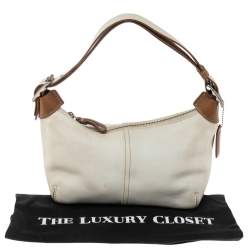 Pre Owned Coach Cream/Brown Leather Shoulder Bag