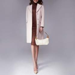 Pre Owned Coach Cream/Brown Leather Shoulder Bag