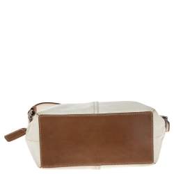 Pre Owned Coach Cream/Brown Leather Shoulder Bag