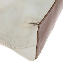 Pre Owned Coach Cream/Brown Leather Shoulder Bag