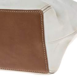 Pre Owned Coach Cream/Brown Leather Shoulder Bag