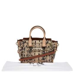 Coach Beige/Black Python Embossed Leather Swagger 20 Tote