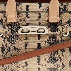 Coach Beige/Black Python Embossed Leather Swagger 20 Tote