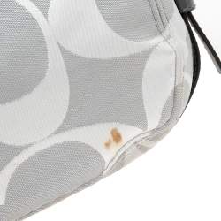 Coach Grey Signature Canvas and Patent Leather Zoe Hobo