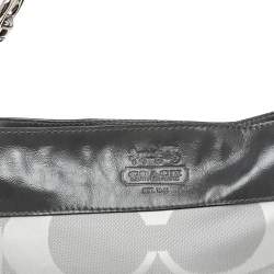 Coach Grey Signature Canvas and Patent Leather Zoe Hobo