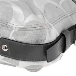 Coach Grey Signature Canvas and Patent Leather Zoe Hobo