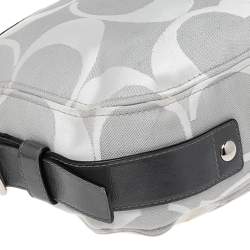 Coach Grey Signature Canvas and Patent Leather Zoe Hobo