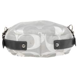 Coach Grey Signature Canvas and Patent Leather Zoe Hobo