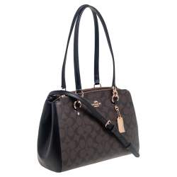 Coach Brown/Black Coated Canvas and Leather Etta Carryall Satchel