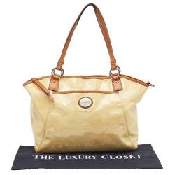 Coach Cream Signature Patent Leather Peyton Tote