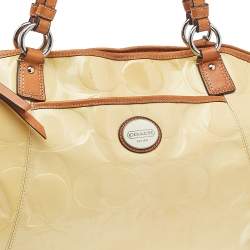 Coach Cream Signature Patent Leather Peyton Tote