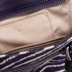 Pre Owned Coach Purple/White Canvas and Leather Tanner Legacy Tote