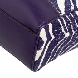 Pre Owned Coach Purple/White Canvas and Leather Tanner Legacy Tote