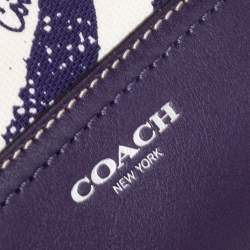 Pre Owned Coach Purple/White Canvas and Leather Tanner Legacy Tote