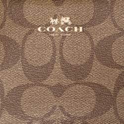 Pre Owned Coach Beige Signature Coated Canvas and Leather Double Zip Wristlet Pouch
