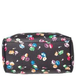 Pre Owned Coach Navy Blue/Black Floral Print Coated Canvas and Leather Mini Bennett Satchel