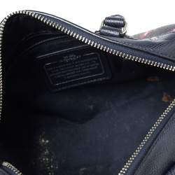 Pre Owned Coach Navy Blue/Black Floral Print Coated Canvas and Leather Mini Bennett Satchel