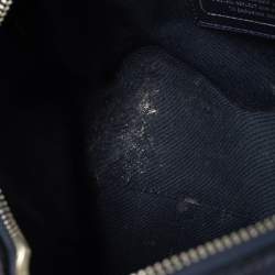 Pre Owned Coach Navy Blue/Black Floral Print Coated Canvas and Leather Mini Bennett Satchel