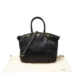 Pre Owned حقيبة ساتشل كوتش ليندسي جلد مكشكش أسود