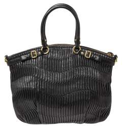 Pre Owned حقيبة ساتشل كوتش ليندسي جلد مكشكش أسود