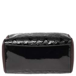 Pre Owned Coach Black/Burgundy Leather and Patent Leather Mini Bennett Satchel