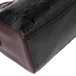 Pre Owned Coach Black/Burgundy Leather and Patent Leather Mini Bennett Satchel