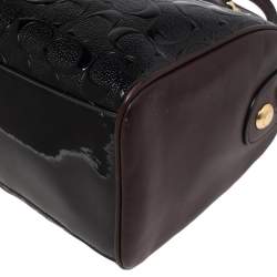 Pre Owned Coach Black/Burgundy Leather and Patent Leather Mini Bennett Satchel