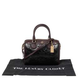 Pre Owned Coach Black/Burgundy Leather and Patent Leather Mini Bennett Satchel