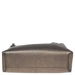 Pre Owned Coach Metallic Leather Mini Turnlock Borough Chain Bag