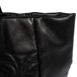 Pre Owned Coach Black Monogram Leather Turnlock Tote