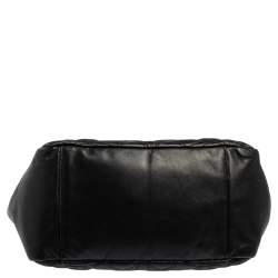 Pre Owned Coach Black Monogram Leather Turnlock Tote