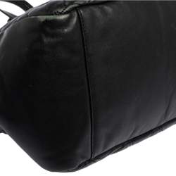 Pre Owned Coach Black Monogram Leather Turnlock Tote