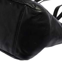 Pre Owned Coach Black Monogram Leather Turnlock Tote
