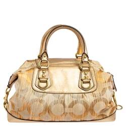 Coach Gold Ombre Signature Op Art Canvas and Leather Madison Sabrina Satchel 