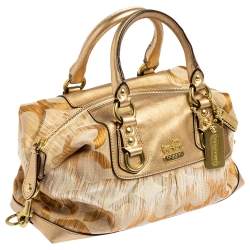 Coach Gold Ombre Signature Op Art Canvas and Leather Madison Sabrina Satchel 
