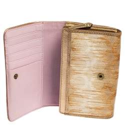 Coach Gold Ombre Signature Op Art Canvas And Leather Compact Wallet