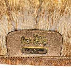 Coach Gold Ombre Signature Op Art Canvas And Leather Compact Wallet