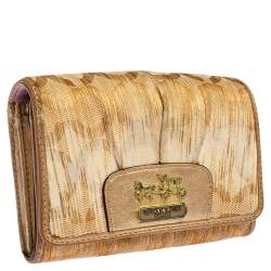 Coach Gold Ombre Signature Op Art Canvas And Leather Compact Wallet