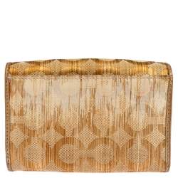 Coach Gold Ombre Signature Op Art Canvas And Leather Compact Wallet