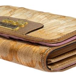 Coach Gold Ombre Signature Op Art Canvas And Leather Compact Wallet