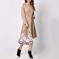 Pre Owned Coach Multicolor Signature Canvas and Leather Madison Maggie Hobo