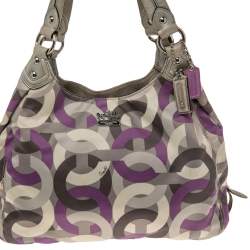 Pre Owned Coach Multicolor Signature Canvas and Leather Madison Maggie Hobo