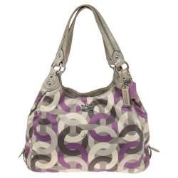 Pre Owned Coach Multicolor Signature Canvas and Leather Madison Maggie Hobo