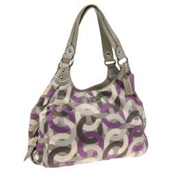Pre Owned Coach Multicolor Signature Canvas and Leather Madison Maggie Hobo